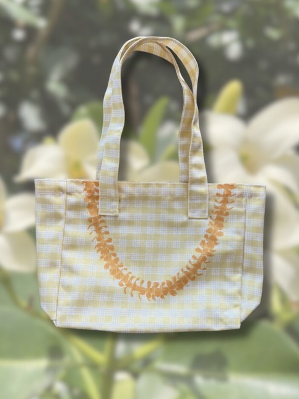 New Mahina Made Puakenikeni Lei Canvas Tote Bag Palaka Yellow MahinaMade - Picture 2 of 15